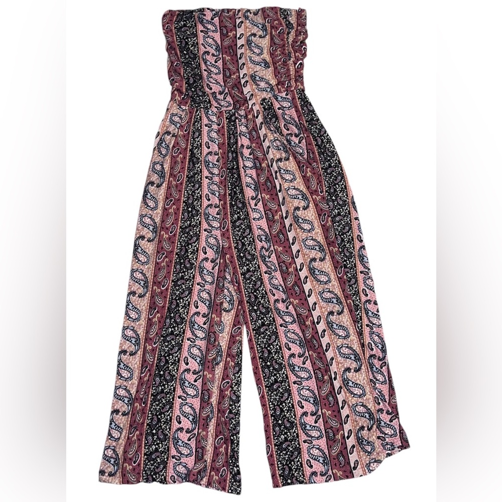 J for Justify Strapless Cropped Wide Leg Romper